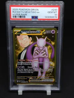 2025 Pokemon Destined Rivals Team Rockets Mewtwo EX Hyper Rare PSA 10 HOT - Image 1