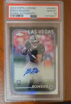2024 Topps Chrome - Rookie Autographs Brock Bowers #RA-BBO PSA 10 - Image 1