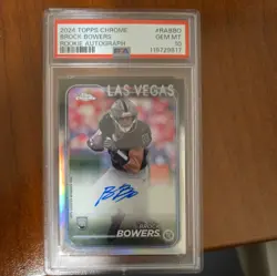 2024 Topps Chrome - Rookie Autographs Brock Bowers #RA-BBO PSA 10 - Image 3