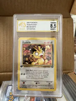 1st Edition Vintage Meowth 62/82 TEAM ROCKET 2000 CGA 8.5 VRy Mint POKEMON TCG - Image 1