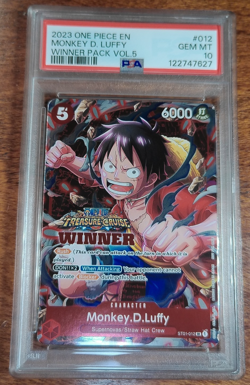 PSA 10 GEM MINT Monkey D. Luffy ST01-012 WINNER STAMP Vol 5 Event Pack Promo - Image 1