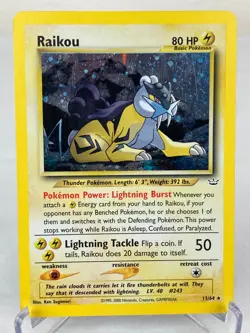 Raikou 13/64 Neo Revelation Holo Rare WOTC Pokemon Card - Lightly Played / MP - Image 1