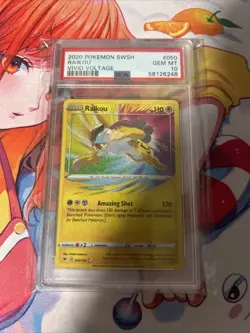 PSA 10 RAIKOU AMAZING RARE #050 POKEMON SWORD & SHIELD VIVID VOLTAGE GEM MINT - Image 1