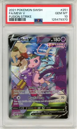 Mew V Alternate Full Art Fusion Strike Pokemon Sword & Shield 251/264 PSA 10 - Image 1