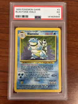 Pokemon TCG Blastoise Holo Unlimited Rare Card Base Set 2/102, PSA 5 - Image 1