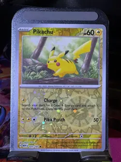 Pokemon TCG Reverse Holo Pikachu Card 025/165 Scarlet Violet - Image 1