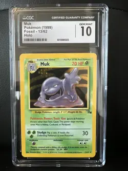 CGC 10 GEM MINT Muk 1999 Fossil 13/62 Holo Pokemon Card - Image 1
