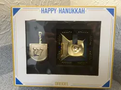 Happy Hanukkah Disney Dreidel Gift Set Gold Tone Judaica Boxed Holiday Decor - Image 1
