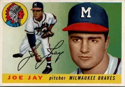 1955 Topps JOE JAY Milwaukee Braves #134 NEAR MINT Condition *SET BREAK* - Image 1