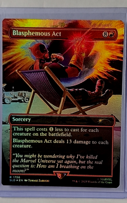 2025 MTG Magic the Gathering Secret Lair Deadpool Marvel Foil Blasphemous Act LP - Image 1