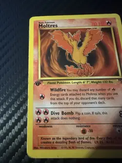 Moltres 27/62 1st Edition Non Holo Rare Fossil Set Pokemon Card WOTC TCG 1999 - Image 3