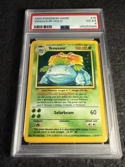 1999 Pokemon Base Set Venusaur Holo Rare PSA 4 #15/102 English TCG Unlimited - Image 1