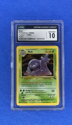 1999 Pokemon Fossil Muk Holo #13/62 Unlimited CGC 10 - Image 1