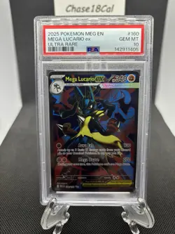 2025 Pokemon Mega Evolution Mega Lucario ex Full Art Ultra Rare #160/132 PSA 10 - Image 1