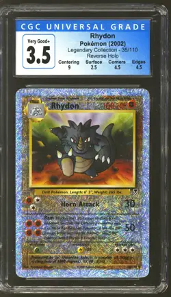 Pokemon Legendary Collection Reverse Holo Foil Rhydon 35/110 CGC 3.5 - Image 1