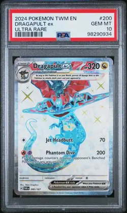 2024 POKEMON TWM EN-TWILIGHT MASQUERADE #200 DRAGAPULT EX ULTRA RARE PSA 10 - Image 1