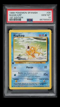 PSA 10 Gem Mint 1st Edition Magikarp 1999 Pokemon Base Set SPANISH #35 - Image 1