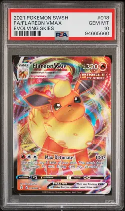 2021 POKEMON SWORD & SHIELD EVOLVING SKIES #018 FA/FLAREON VMAX PSA 10 - Image 1