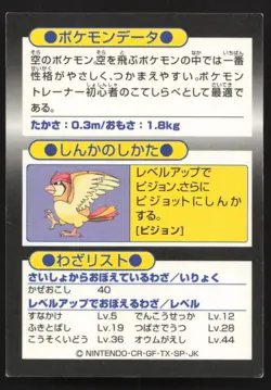 Pidgey No.40 Meiji Get MP Japanese Pokemon Card TCG - Image 2