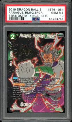 Paragus Rampage Trigger SPR Foil Destroyer Kings Dragon Ball Card PSA 10 - Image 1