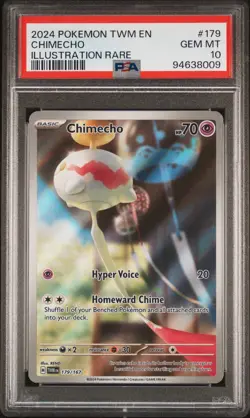 2024 POKEMON TWM EN-TWILIGHT MASQUERADE #179 CHIMECHO ILLUSTRATION RARE PSA 10 - Image 1