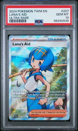 2024 POKEMON TWM EN-TWILIGHT MASQUERADE #207 LANA'S AID ULTRA RARE PSA 10 - Image 1
