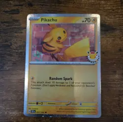 Pikachu 2026 Pokemon Day Stamp - 051/162 - Cosmos Holo - 2 SWIRLS - Image 1