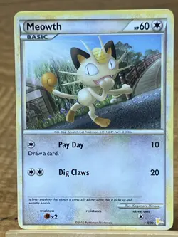 Pokemon TCG Meowth 12/30 HeartGold & SoulSilver LP - Image 1