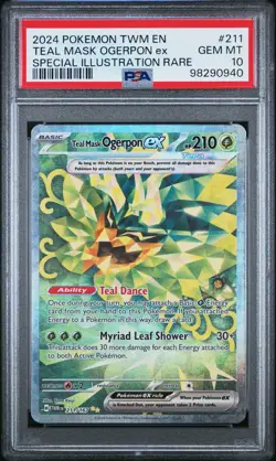 2024 POKEMON TWM EN-TWILIGHT MASQUERADE #211 TEAL MASK OGERPON EX SIR PSA 10 - Image 1