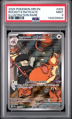 PSA MINT 9 - 2025 POKEMON DRI EN-DESTINED RIVALS 202 ROCKET'S RATICATE - Image 1