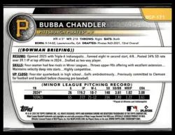 2025 Bowman Chrome Sapphire Bubba Chandler #BCP-171 1st Bowman Prospect - Image 2