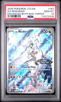 N’s Reshiram PSA 10 - 167/159 -Journey Together Box Topper Stamped - Pokemon - Image 1