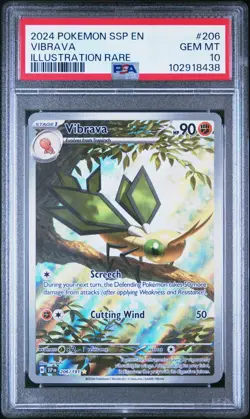 2024 POKEMON SSP EN-SURGING SPARKS #206 VIBRAVA ILLUSTRATION RARE PSA 10 - Image 1