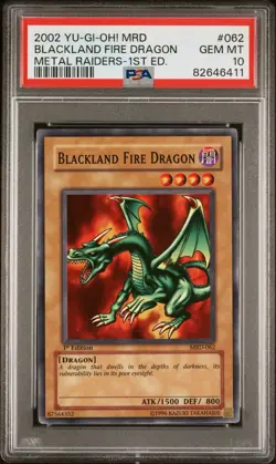 2002 Yu-Gi-Oh! Blackland Fire Dragon Metal Raiders MRD 1st Edition Common PSA 10 - Image 1