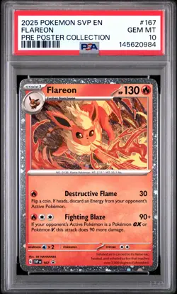 PSA 10 Flareon 167 Pre Poster Collection 2025 Pokemon Svp En-Sv Black Star Promo - Image 1