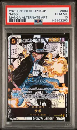 2023 ONE PIECE JPN OP04-KINGDOMS OF INTRIGUE MANGA ALTERNATE ART SABO PSA 10 - Image 1