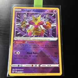 Pokemon TCG Radiant Alakazam Silver Tempest Holo Card 059/195 - Image 1