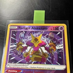 Pokemon TCG Radiant Alakazam Silver Tempest Holo Card 059/195 - Image 2
