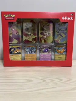 Pokemon 4 Mini Tins 4 Promo Cards Bundle 151 Sam's Club 8 booster packs + 4 holo - Image 1