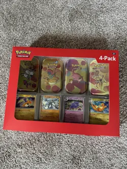 Pokemon 151 Mini Tins 4 Pack Sam’s Club Exclusive- Each Tin Has Two Packs - Image 1