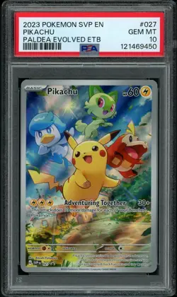 PSA 10 GEM MINT Pikachu 027 Paldea Evovled ETB Promo Pokemon Card - Image 1