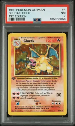 1999 Pokemon GERMAN 1st Edition Base Set Glurak-Charizard Holo 4/102 PSA 7 NM - Image 1