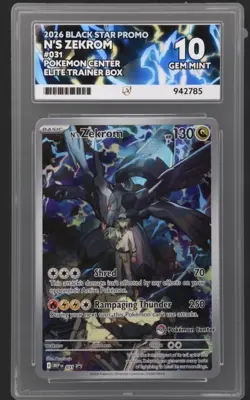 N Zekrom Black Star Pokemon Center Stamped Promo #031 Ace 10 hairline crack cas - Image 1
