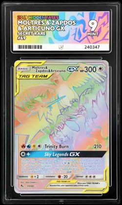 Pokemon TCG Moltres & Zapdos & Articuno GX Hidden Fates 69/68 Ace 9 - Image 1