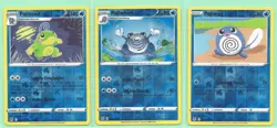 3 POKEMON POLITOED 32/196 POLIWHIRL 31 POLIWAG 30- LOST ORIGIN- REV HOLO NM/M - Image 1