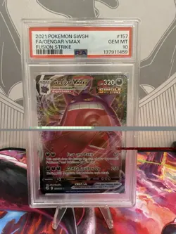 Pokemon Gengar VMAX 157/264 Fusion Strike Ultra Rare Holo Full Art PSA 10 - Image 1