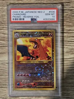Charizard PSA 10 - Pokemon 2000 Japanese Neo 2 Promo Reverse Foil #006 - Image 2