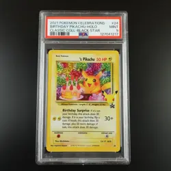 PSA 9 Birthday Pikachu 24 Pokemon Celebrations Holo Graded Card - Image 1