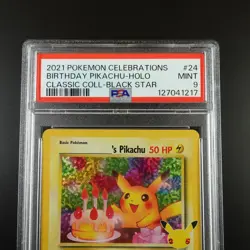 PSA 9 Birthday Pikachu 24 Pokemon Celebrations Holo Graded Card - Image 2