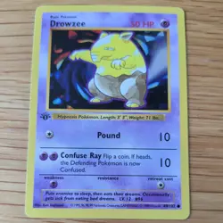 1ST EDITION SHADOWLESS DROWZEE 49/102 POKEMON CARD (BASE SET) - Image 2